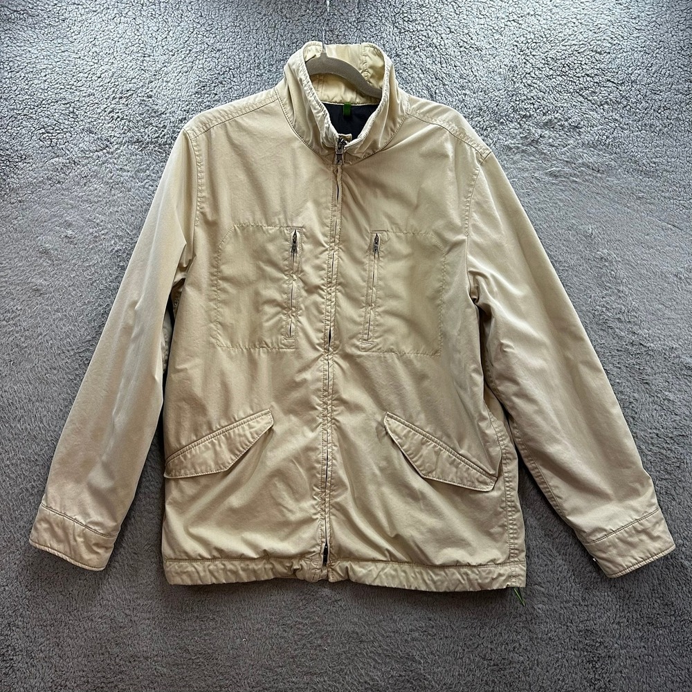 Banana Republic Men's Medium Tan Field Jacket Quilted Lining Full Zip Winter